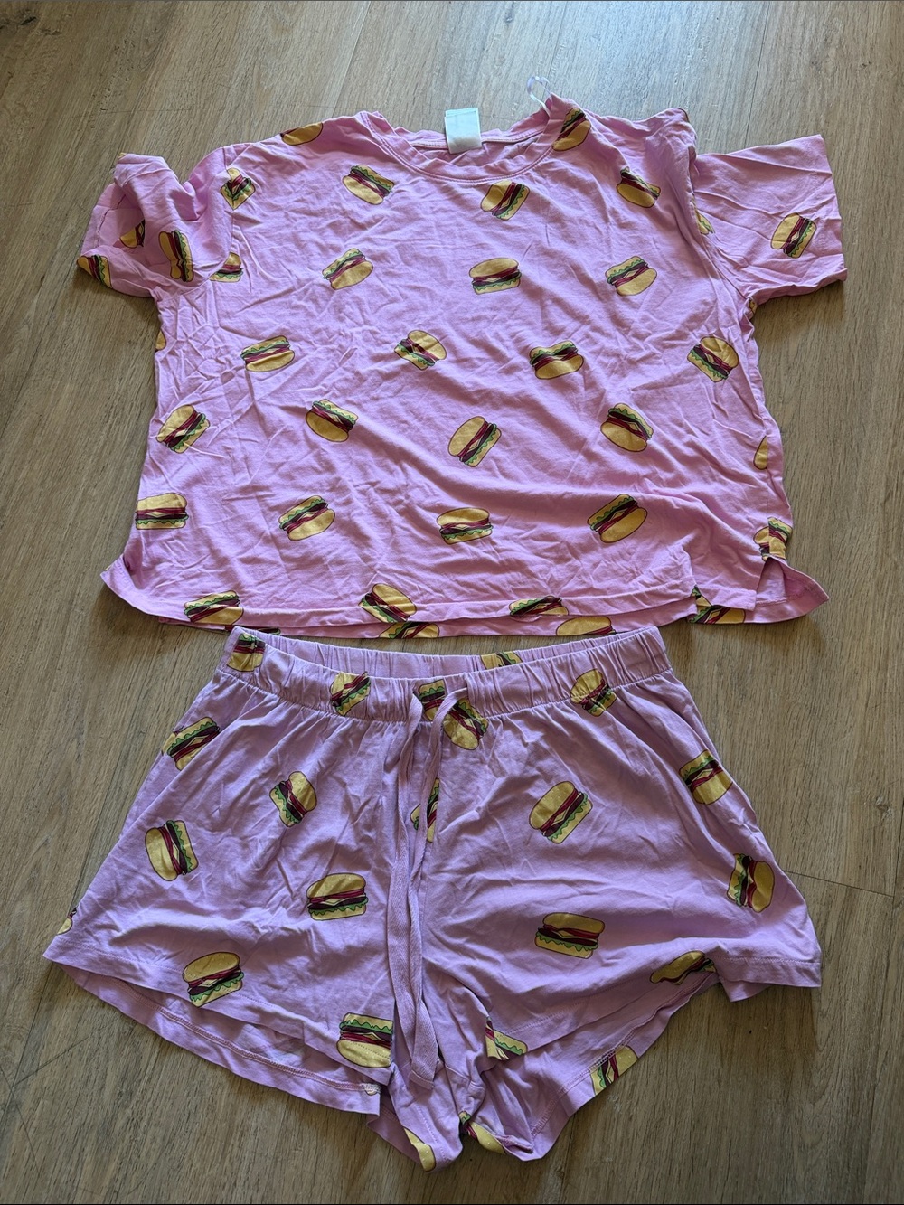 H&M Pink Burger-Print Pajama Set